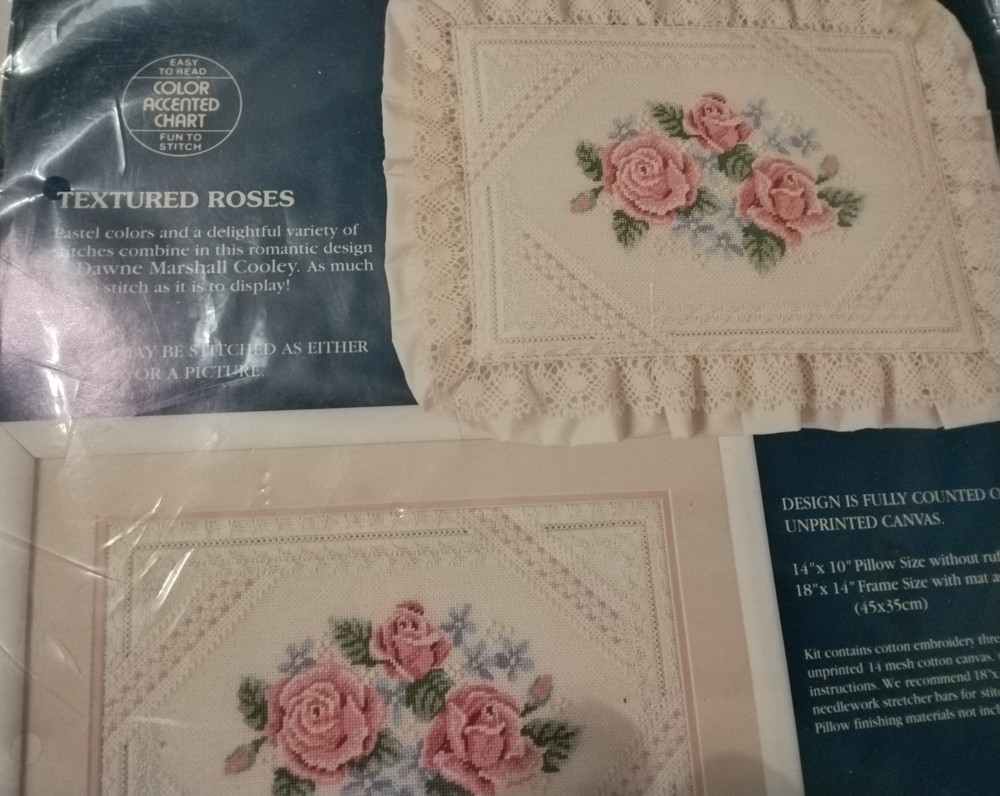 Dimensions SUNSET NEEDLEPOINT TEXTURED ROSES KIT New