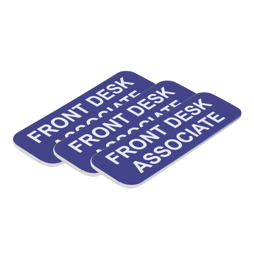 Front Desk Associate 1 x 3" Name Tag/Badge, (3 Pack)