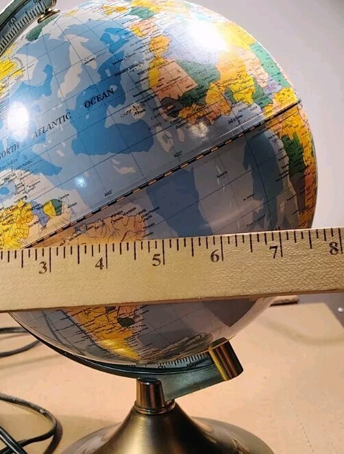 Fucashun 8" World Globe Three Touch Setting Lighted Rotating On Stand Works