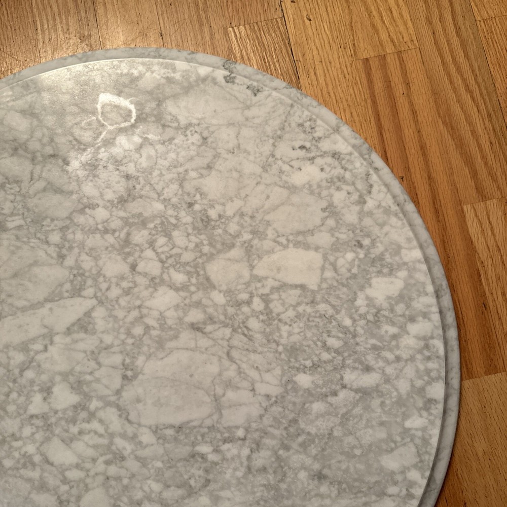 Vintage Solid Replacement 24” Marble Table Top (Italy) White & Gray Veining