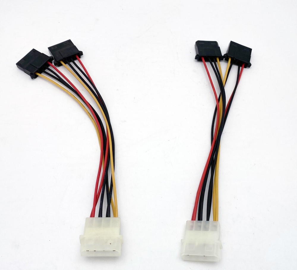 NEW 2-PACK Internal Power Supply 4Pin Y Adapter Cable,Molex PC Peripheral Plug