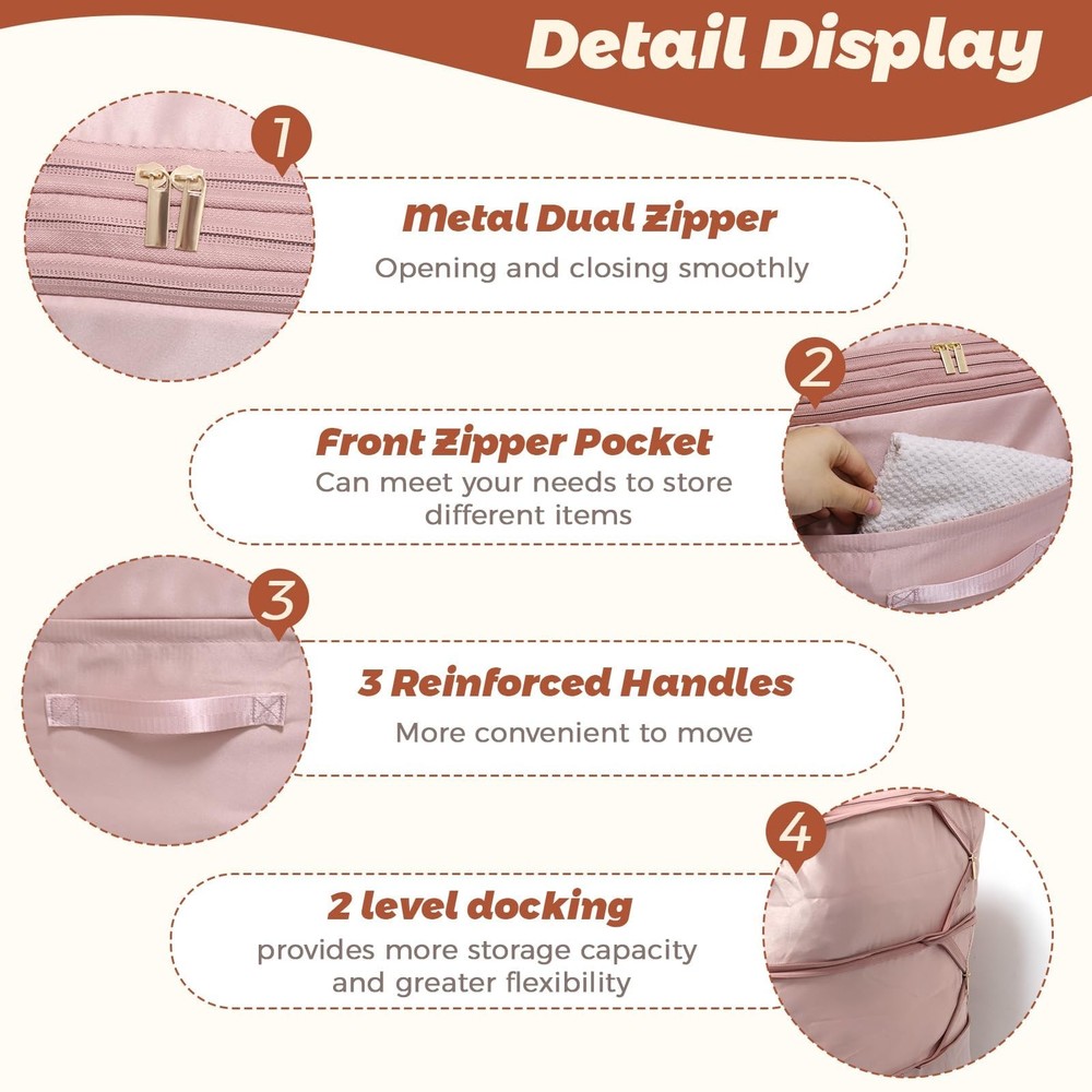 2025 Ultra Space Saving Self Compression Organizers, 2 Pack Double Zipper Com...