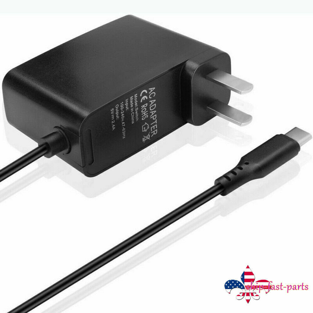 Nintendo Switch or LITE Fast Charging Charger AC Adapter 2.4A Type C Cable