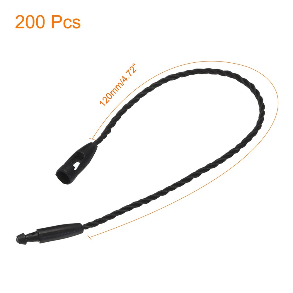 Polyester Rope Hang Tag String Snap Lock 120mm,1mm 200 Pcs,Black