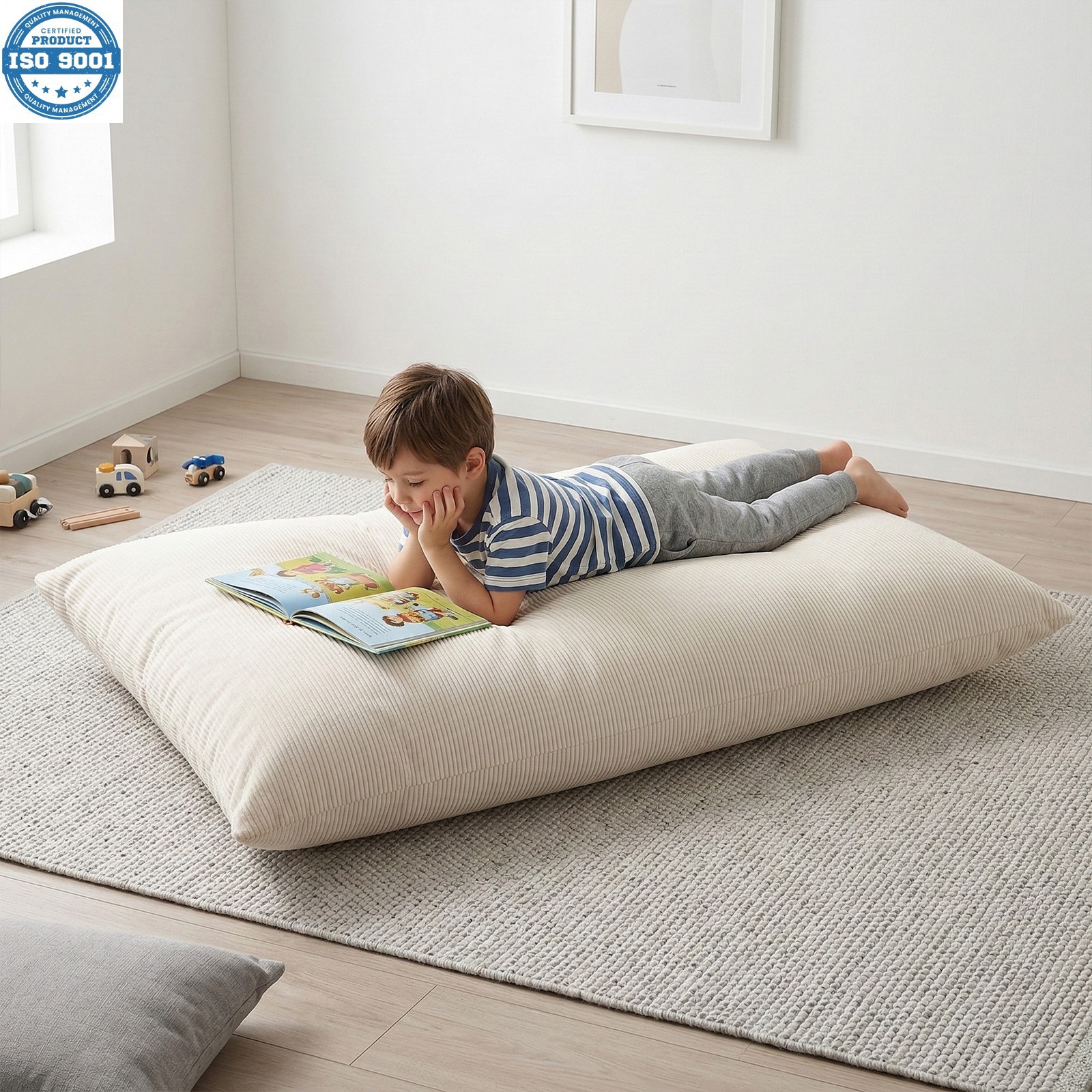 3 in 1 Kids Bean Bag Chair Bed, Convertible Chair Folds from Bean Bag to Lounger