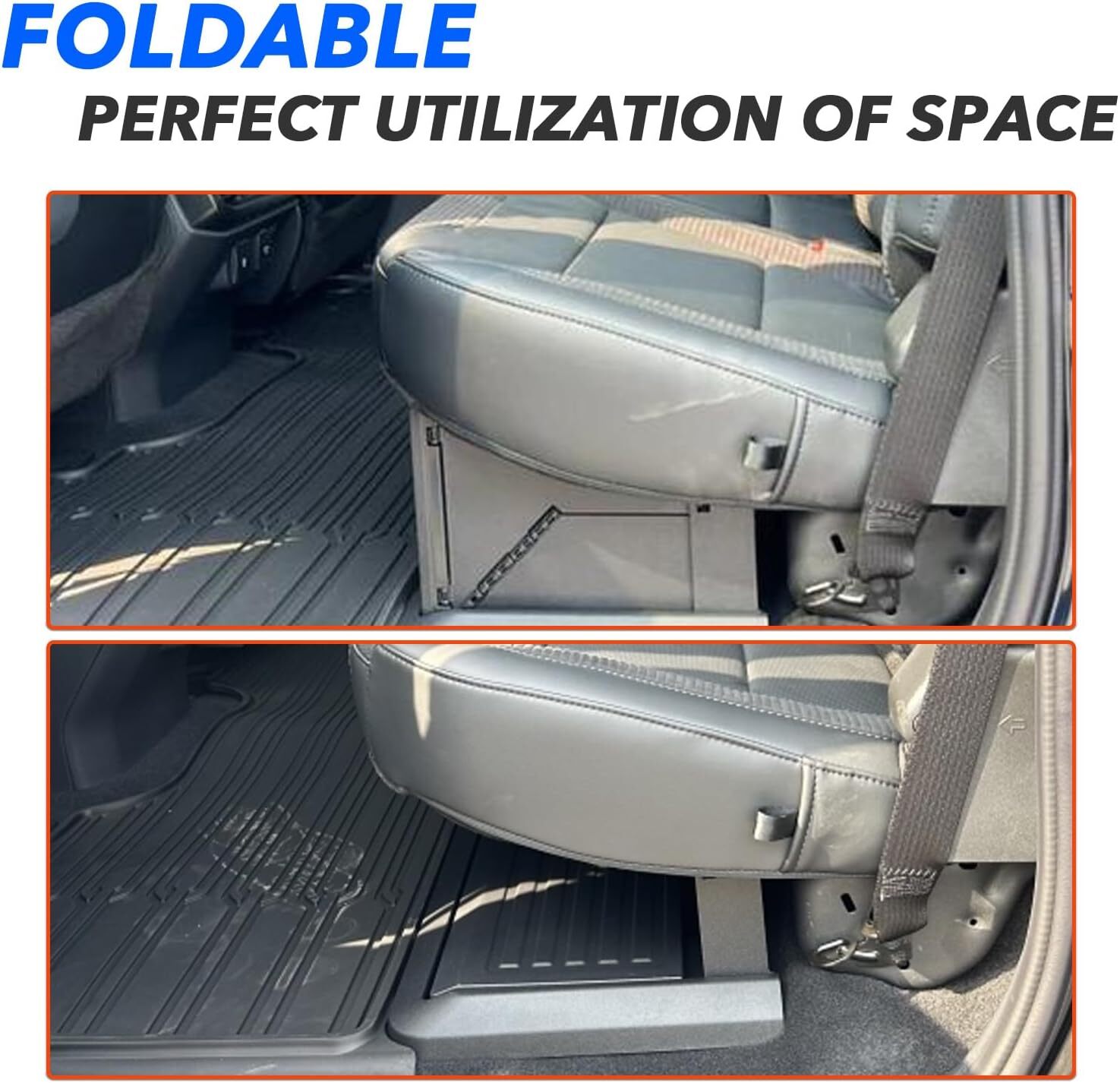 Upgraded Folding Under Rear Seat Storage Box for 2015-2026 Ford F-150 F150 F-250