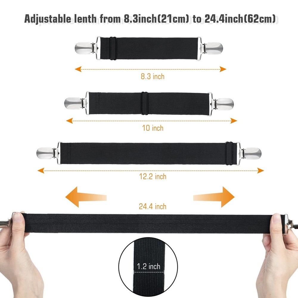 Korlon 8 Pack Bed Sheet Straps, Adjustable Elastic Fitted Holder...