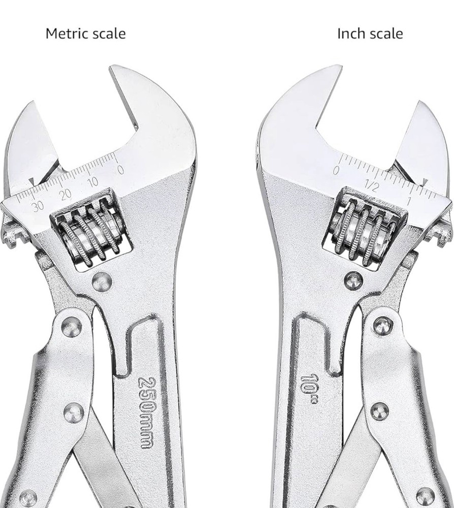 10 inch Locking Adjustable Wrench, Precision Machined, Rust Resistant