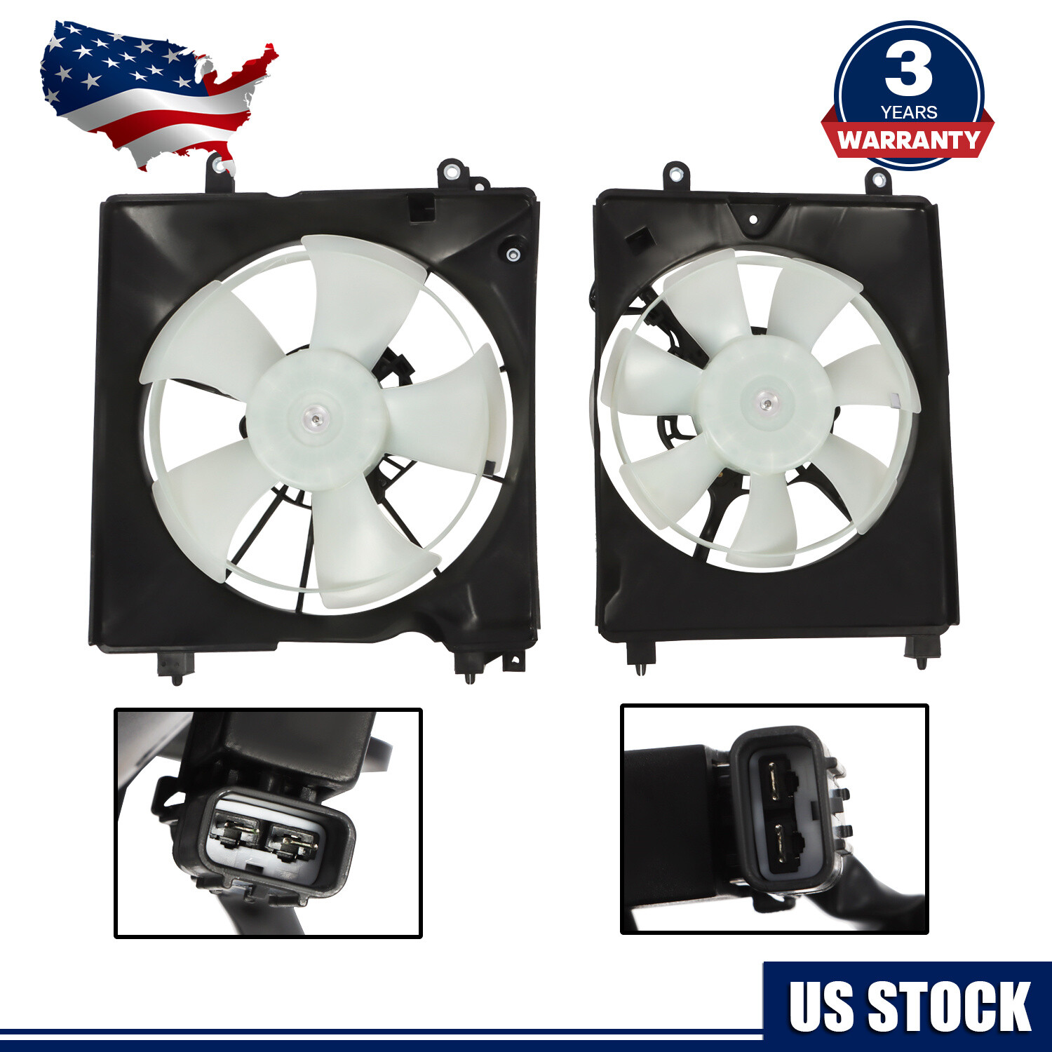 Pair AC Condenser Radiator Cooling Fan For 2012-2015 Honda Civic 2013-2017 Acura