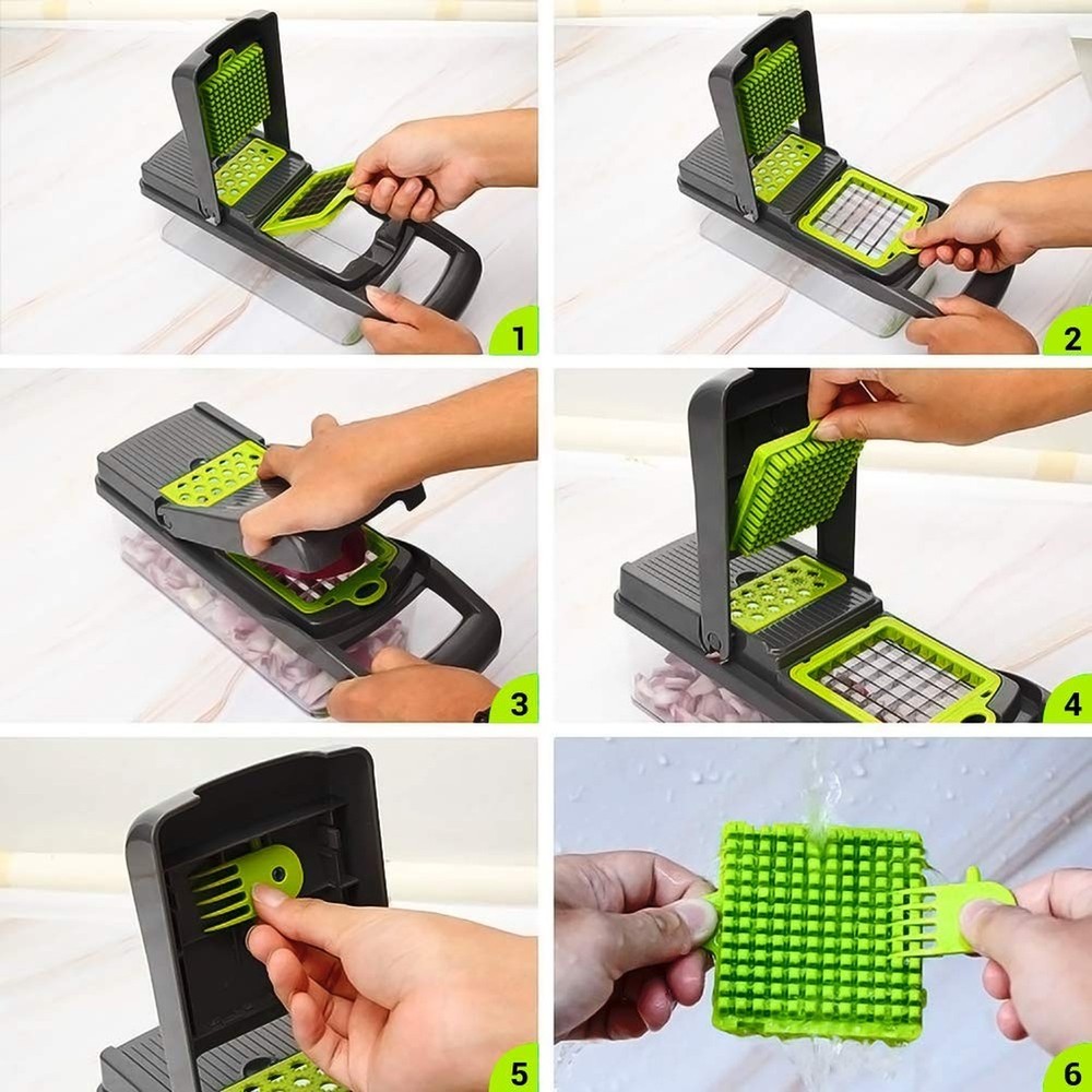 ADOV Vegetable Chopper, 14 in 1 Multi-Function Kitchen Mandoline Slicer, 7 Re...