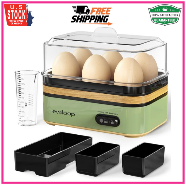 Evoloop Rapid Egg Cooker Electric 6 Eggs Capacity, Soft, Medium, Hard Boiled,...