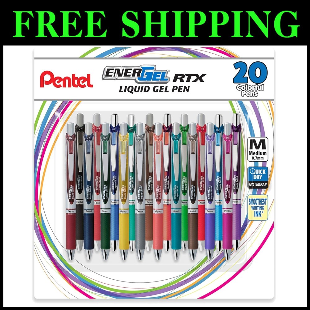 EnerGel RTX Retractable Pen, Assorted Colors, 20 Count
