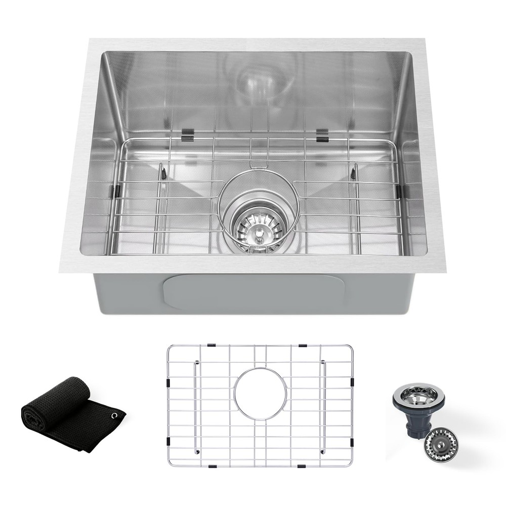Beleeb Undermount Kitchen Sink 20"x16", 9" Basin Depth, 3D Embossed
