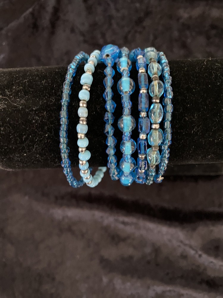 Handmade Multi Bead Memory Wire Bracelet
