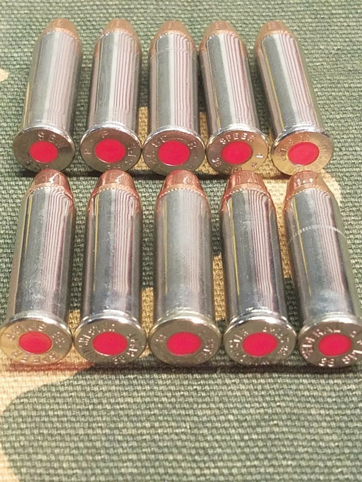 38 SPECIAL SNAP CAPS SET OF 10, NICKEL+RED, REAL 125gr WEIGHT!!!