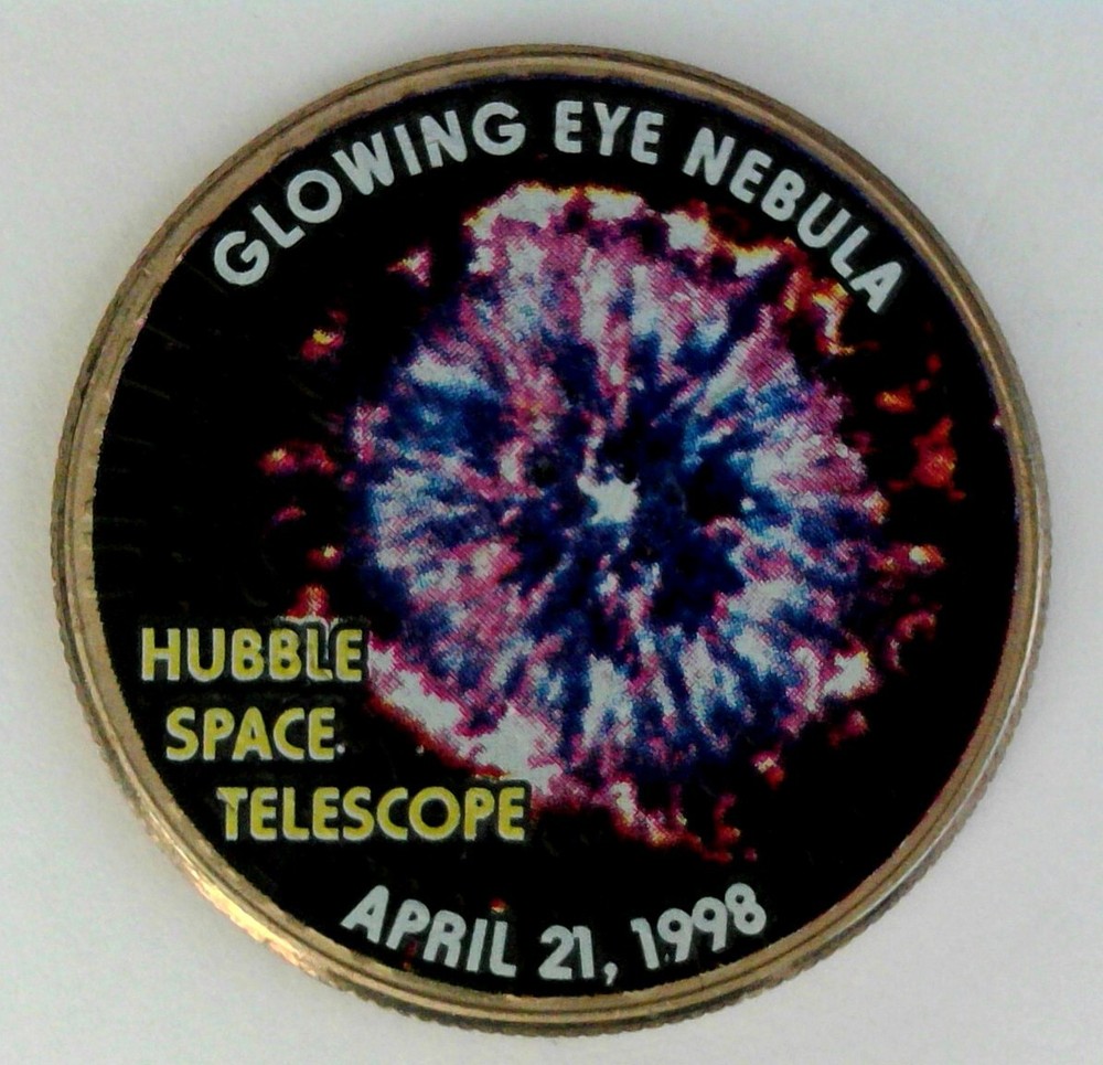 Glowing Eye Nebula Hubble Telescope - Colorized Half Dollar - Space Exploration