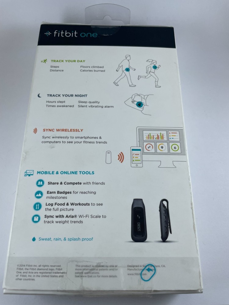 Renewed Authentic Fitbit One Tracker/New Battery/Black/Open Box