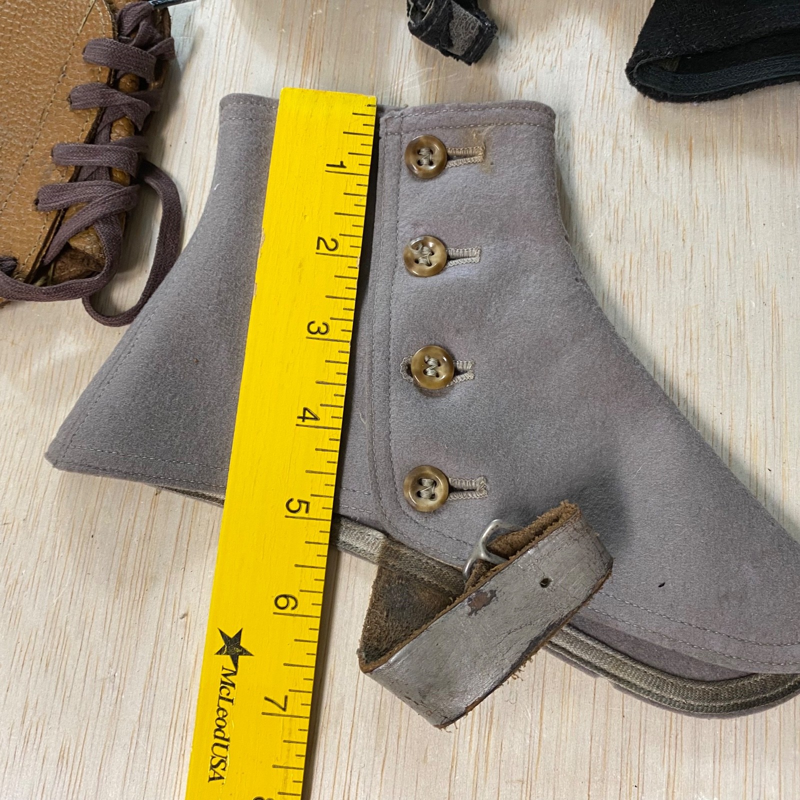 3 Sets Of Vintage Antique Boot Spats • Victorian Style • Wool • Leather • Gaiter