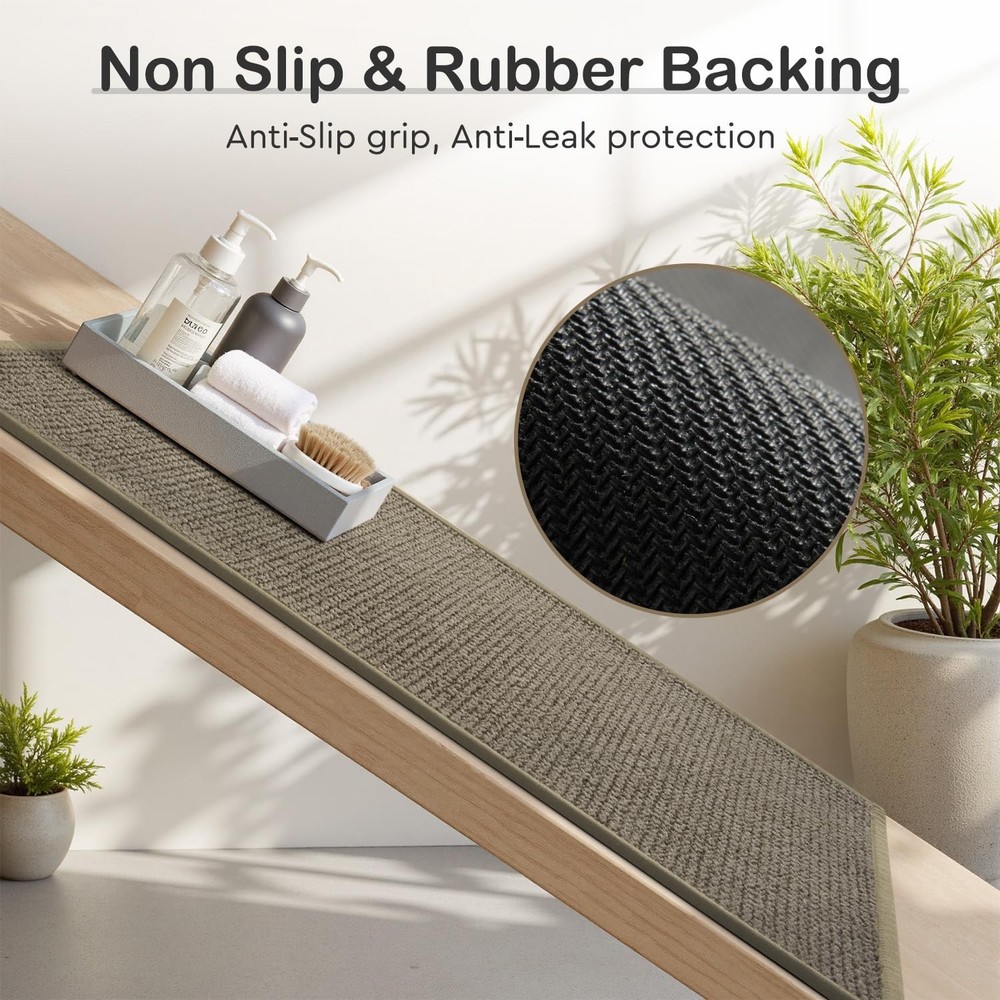 Bathroom Runner Rugs-Chenille Absorbent Bath Mat Runner Quick Dry-Rubber Back...