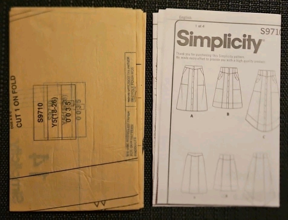 Simplicity S9710 Misses' Skirts 3 Lengths Button Front Panels (18-26) Pattern