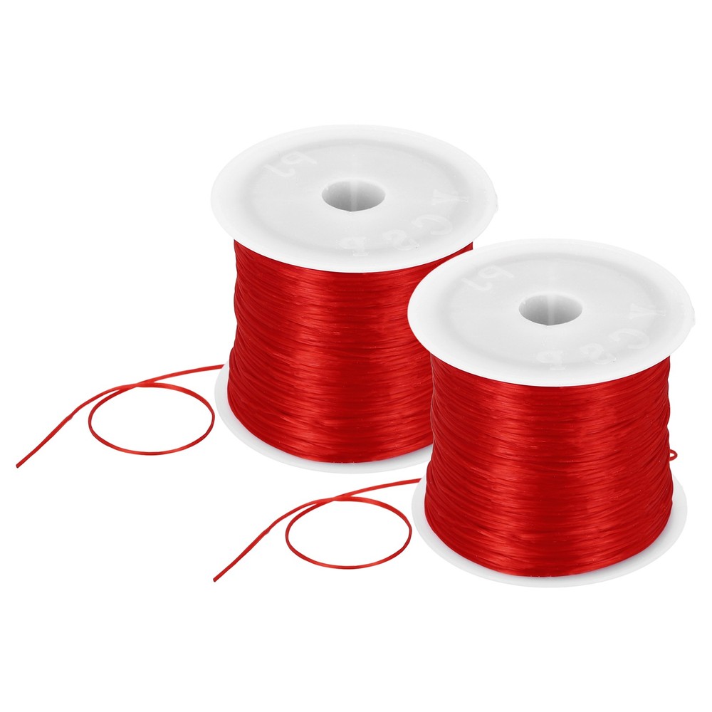 2 Rolls Elastic String for Bracelets, 1mm Stretch Bead Cord Red, 100m