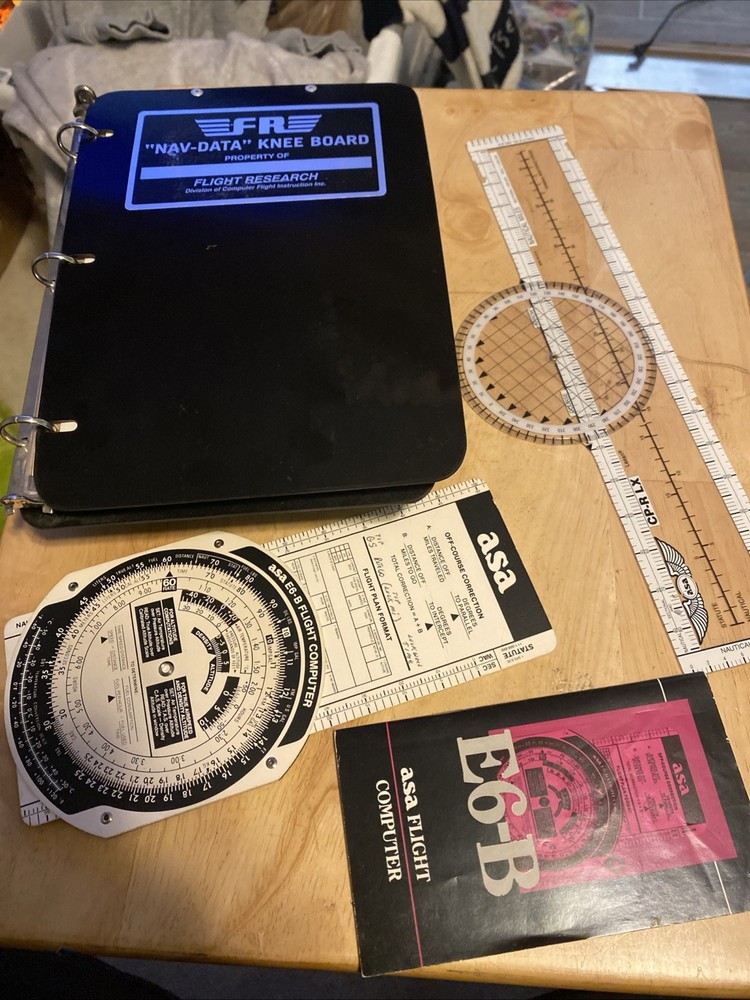 ASA Air E6B Flight Computer & Flight Research Nav-data Knee Board