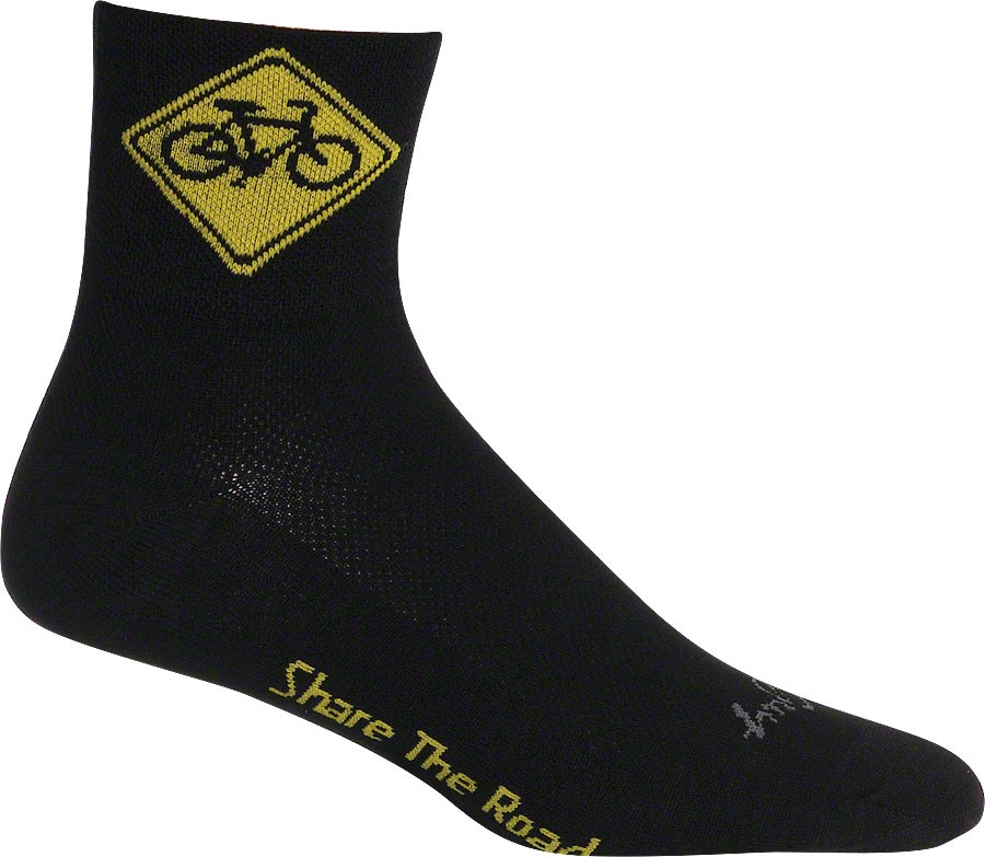 SockGuy Classic Socks Share the Road Ankle Socks Small/Medium Black