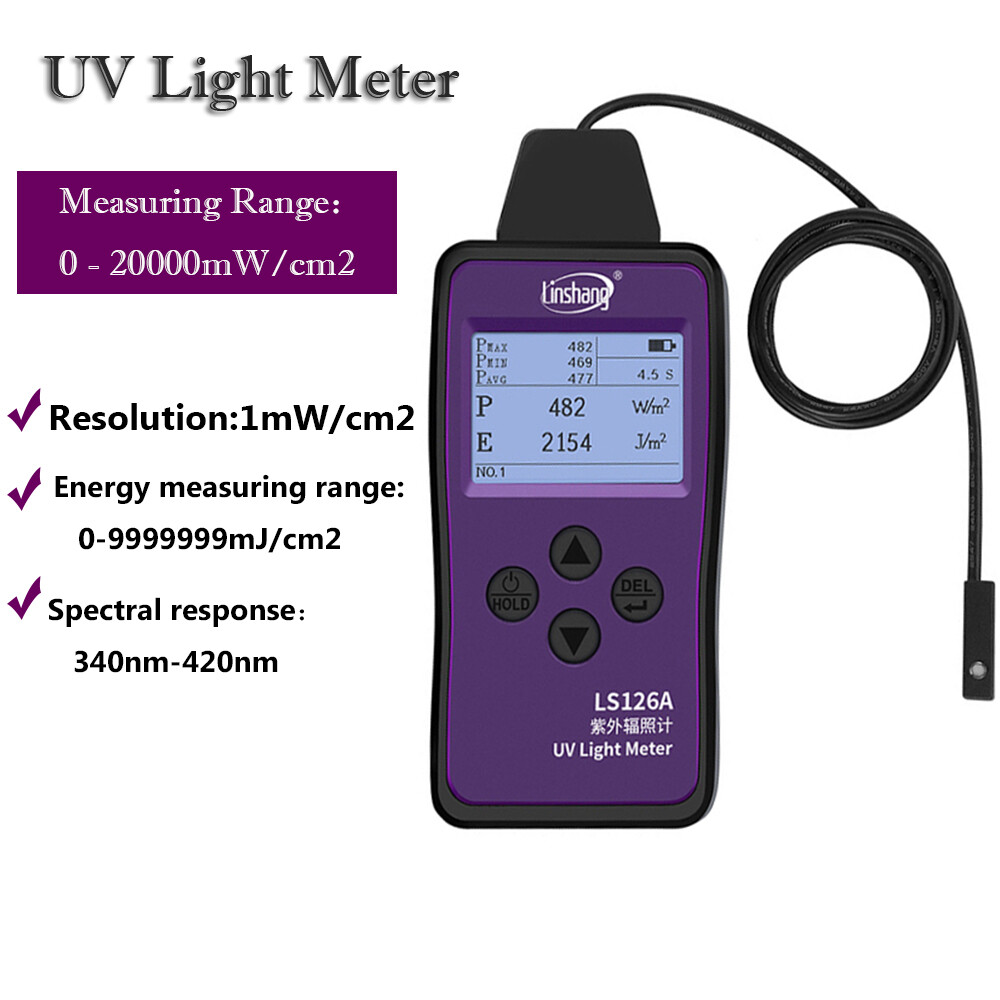 UV Light Meter Intensity Meter Ultraviolet Irradiance for UVA LED Light Source