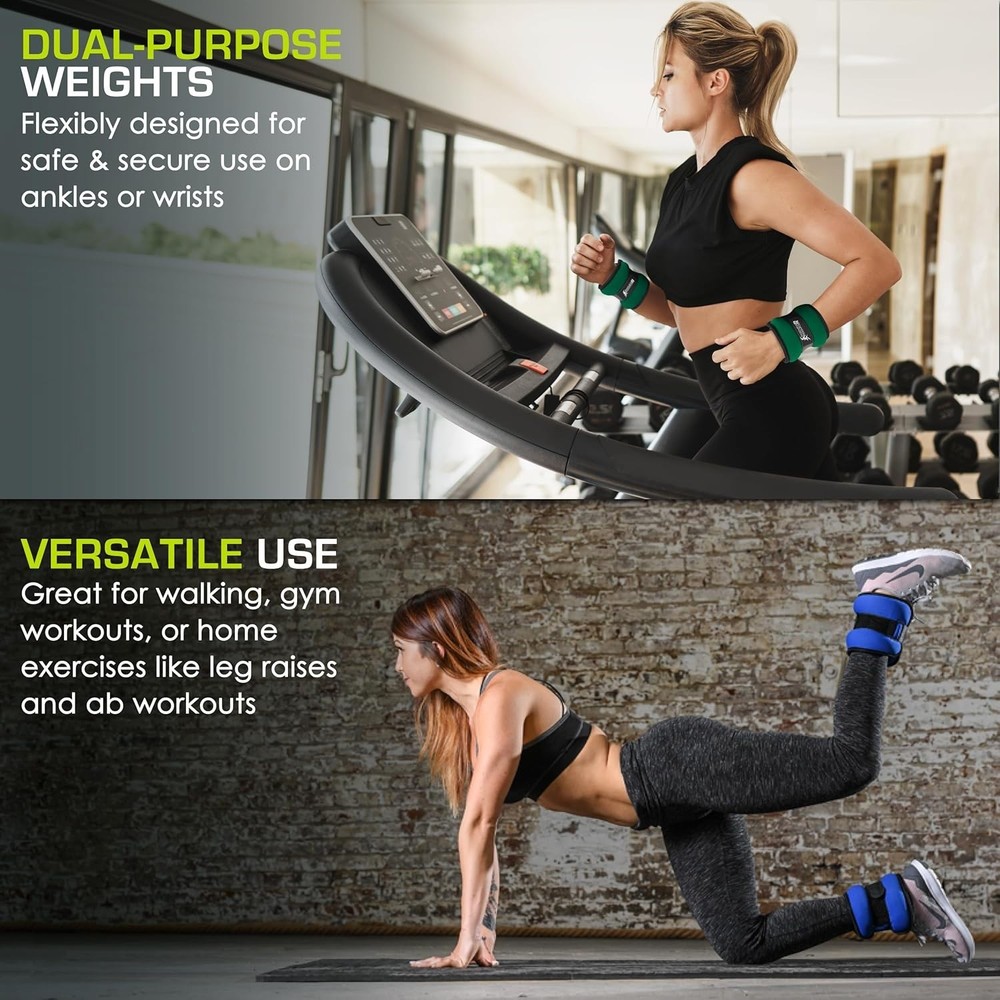 Versatile 2 Lb Ankle & Wrist Weights - Adjustable for Aerobics & Weight Training