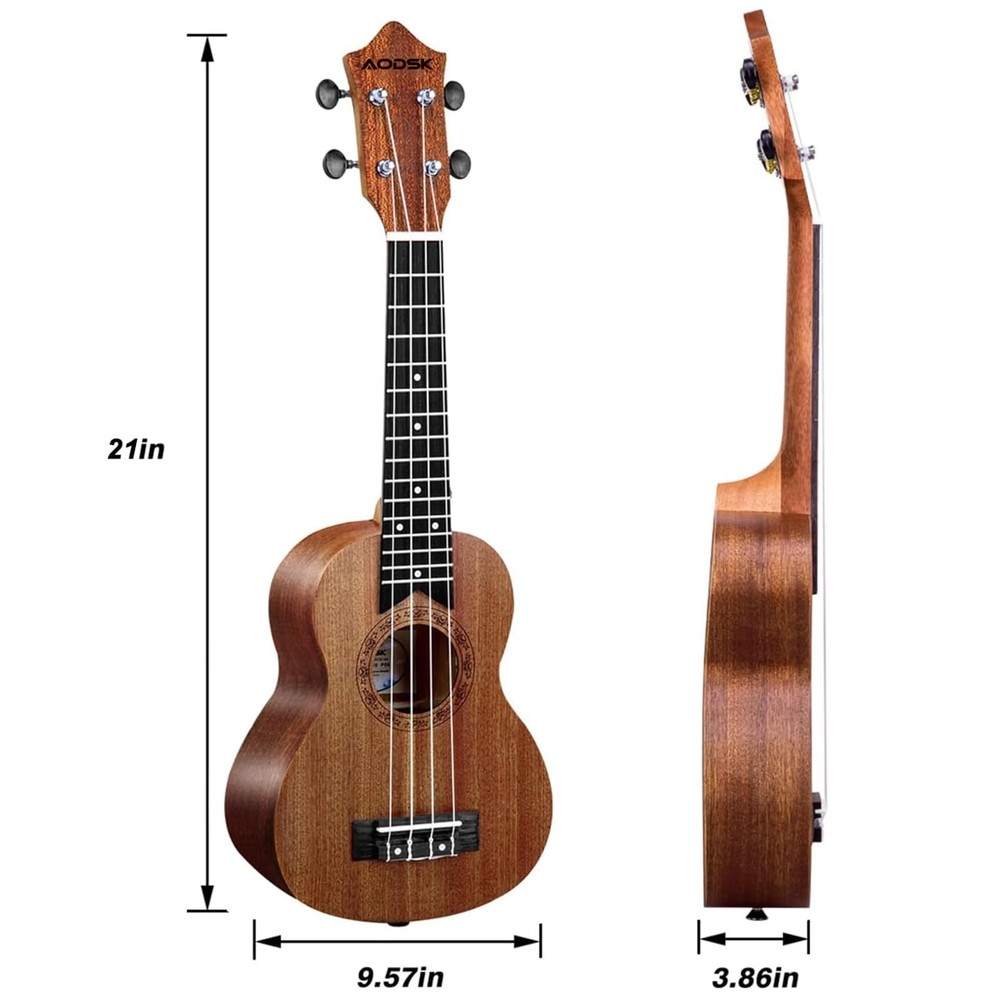 21" Ukulele Kit for Beginners with Gig Bag Strap Tuner & Picks