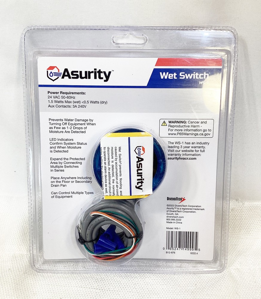 DiversiTech Asurity Wet Switch Flood Water Detector WS-1
