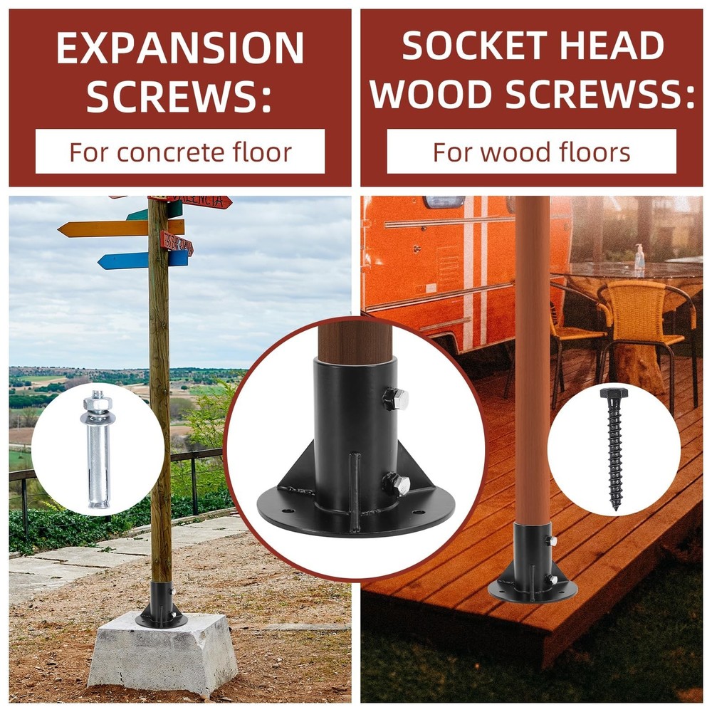 4Pcs Round Posts Base Bracket 2" Base Flange Chain Link Fence Heavy Solid Pol...