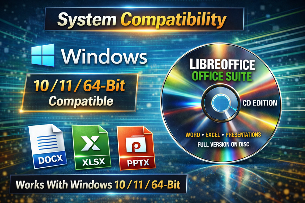 LibreOffice Office Suite CD | Opens DOCX XLSX PPTX | Offline No Subscription
