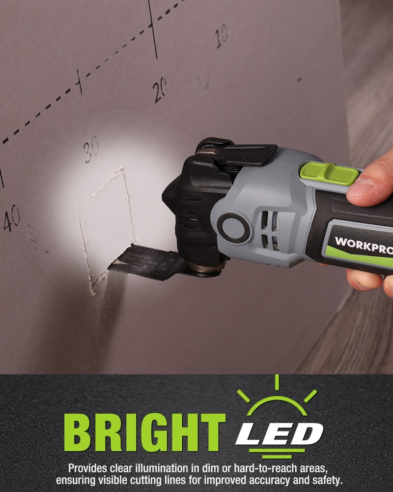 WORKPRO 400W Oscillating Multi-Tool Power Saw Adjustable 6-Speed Control