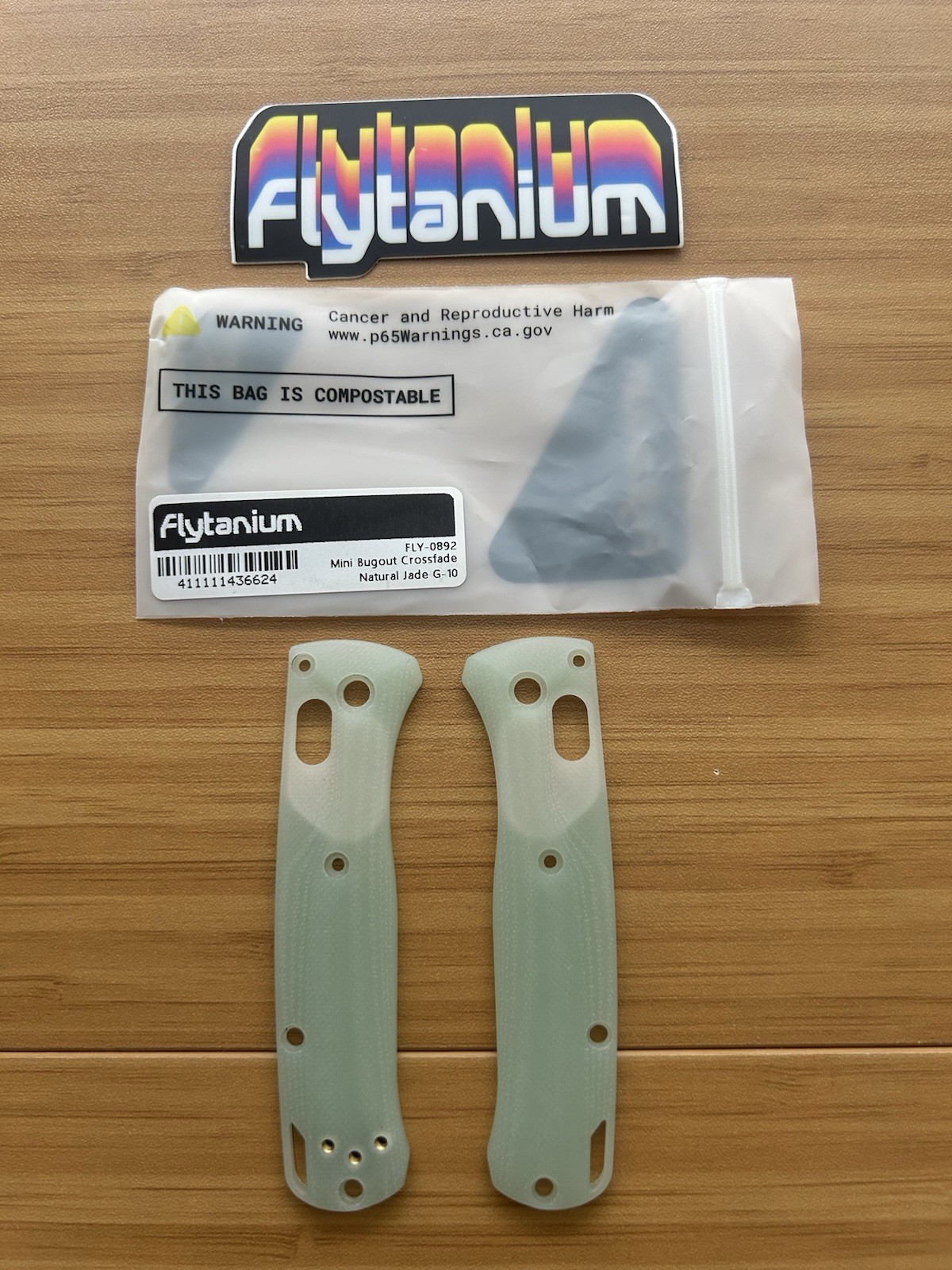 Benchmade Mini Bugout 533 Flytanium Handle Scales - Crossfade Jade G10 FLY-0892