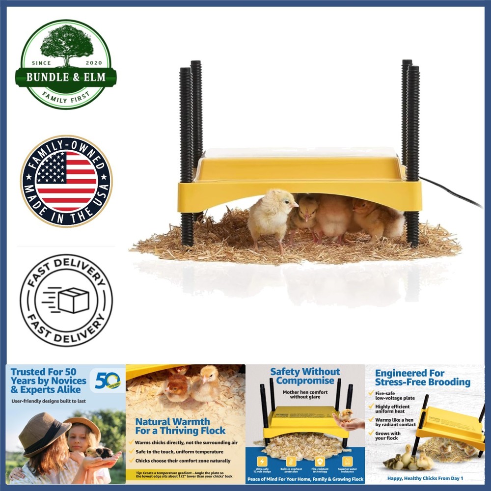 Indoor Poultry Heating Plate, 12 Watt, Adjustable for Comfortable Brooding