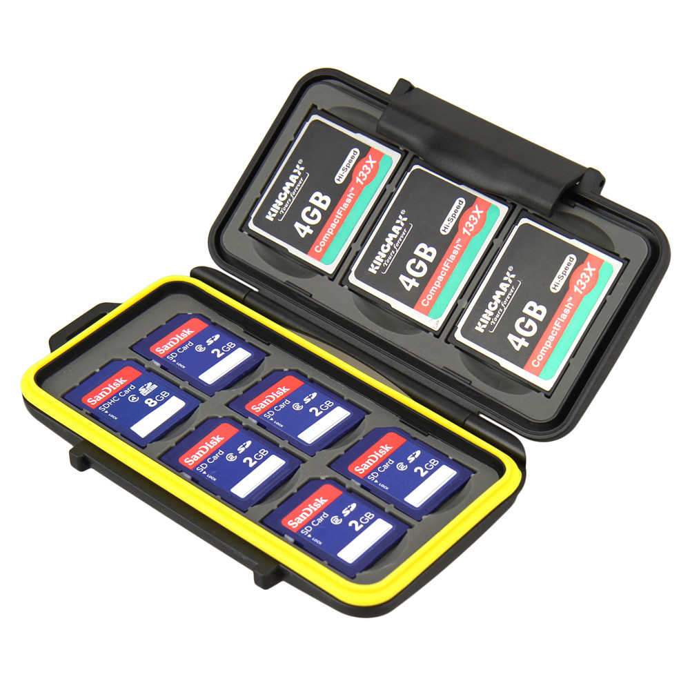Water-resistant Shockproof Memory Case for 6 SD + 3 x CF Compact Flash Card