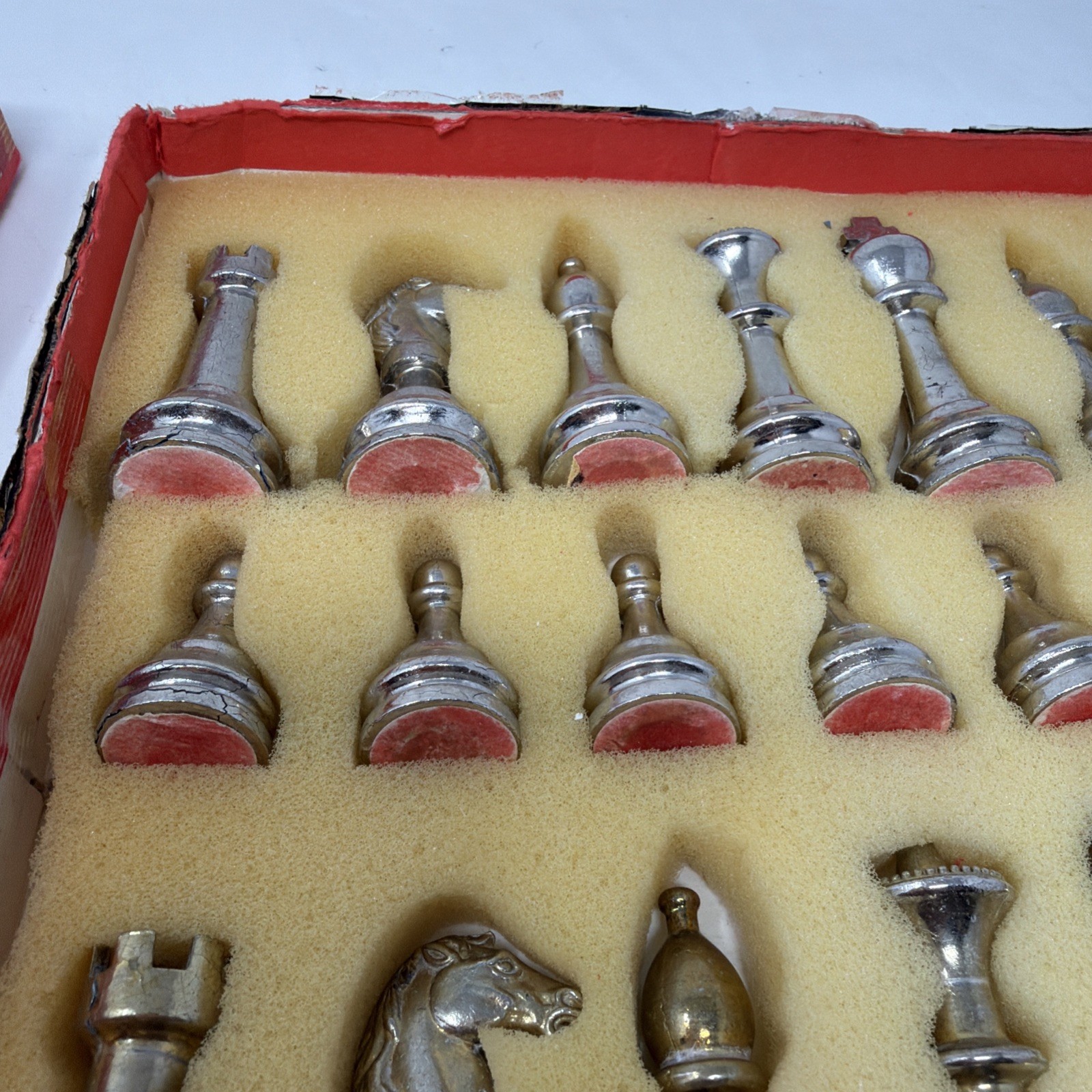 Italian 3" Brass and Cast Metal Complete Set of 32 Chess Pieces