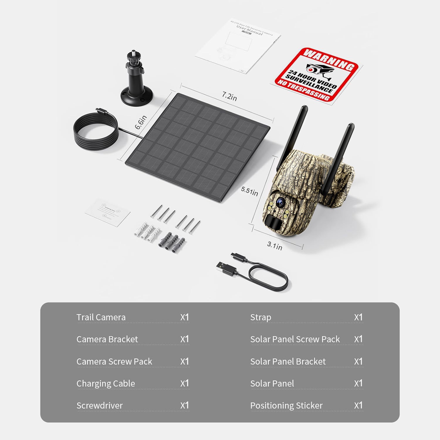 GMOX 4G LTE Cellular Solar Security Camera 360° Live View 2.5K Outdoor Wireless