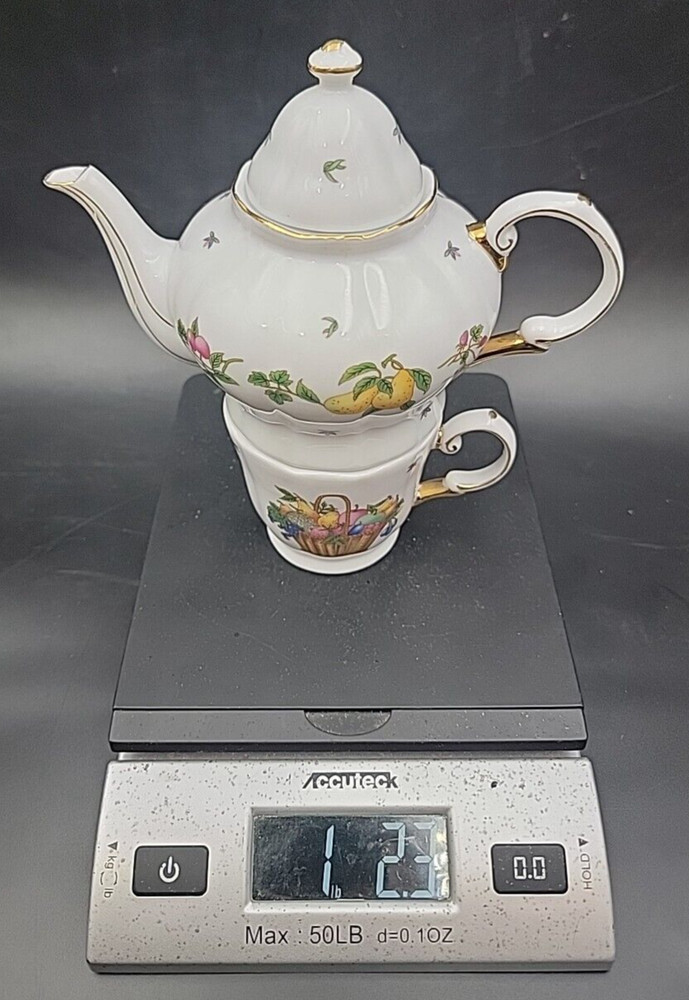 Fruit Basket Porcelain Tea For One Set - EUC