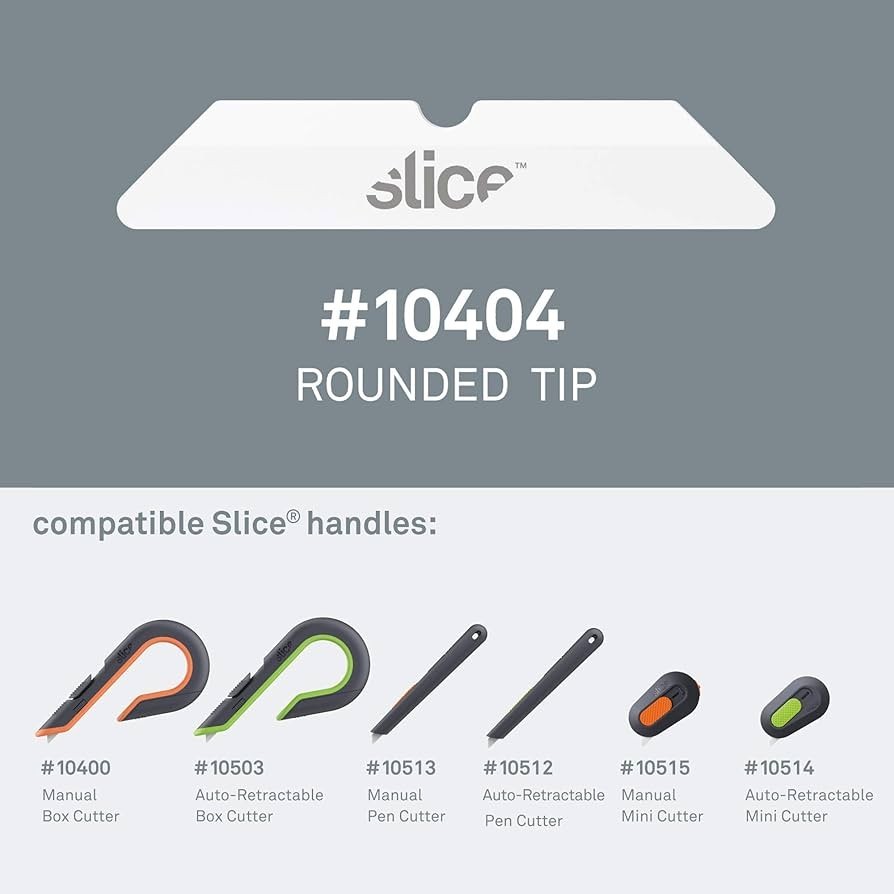 Slice 10404 Ceramic Replacement Blades, Rounded Tip, 4-Pack, Dual-Sided