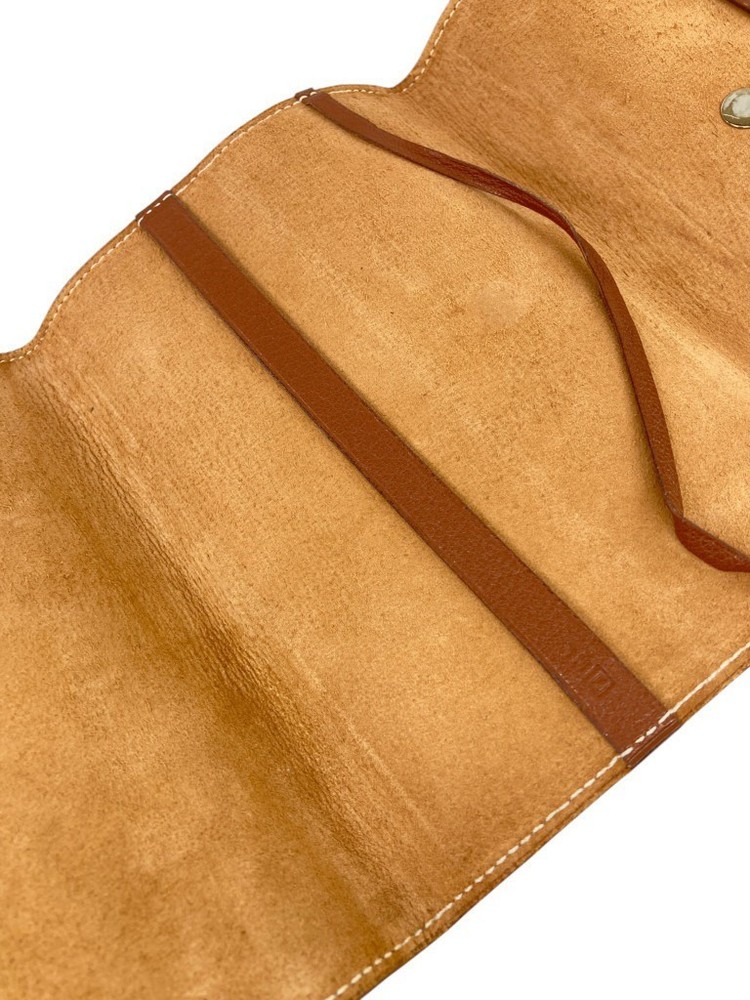 HERMES Leather Notebook Cover Diary Bar Brown Used