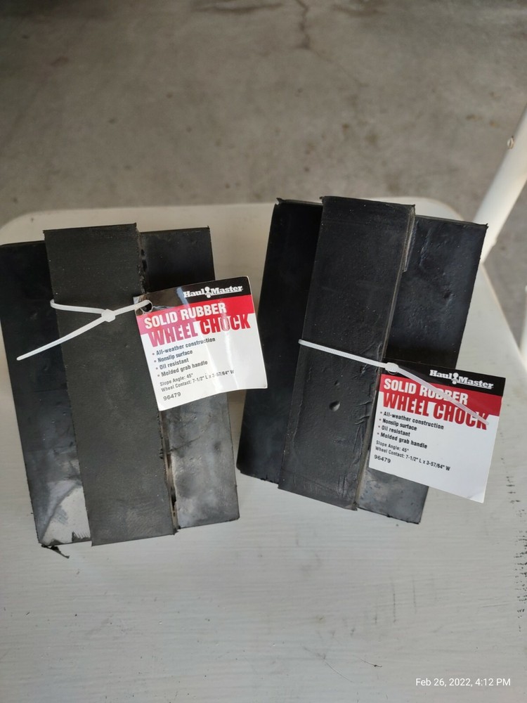 Haul Master Solid Rubber Wheel Chock - 2 chocks -45 degree angle New