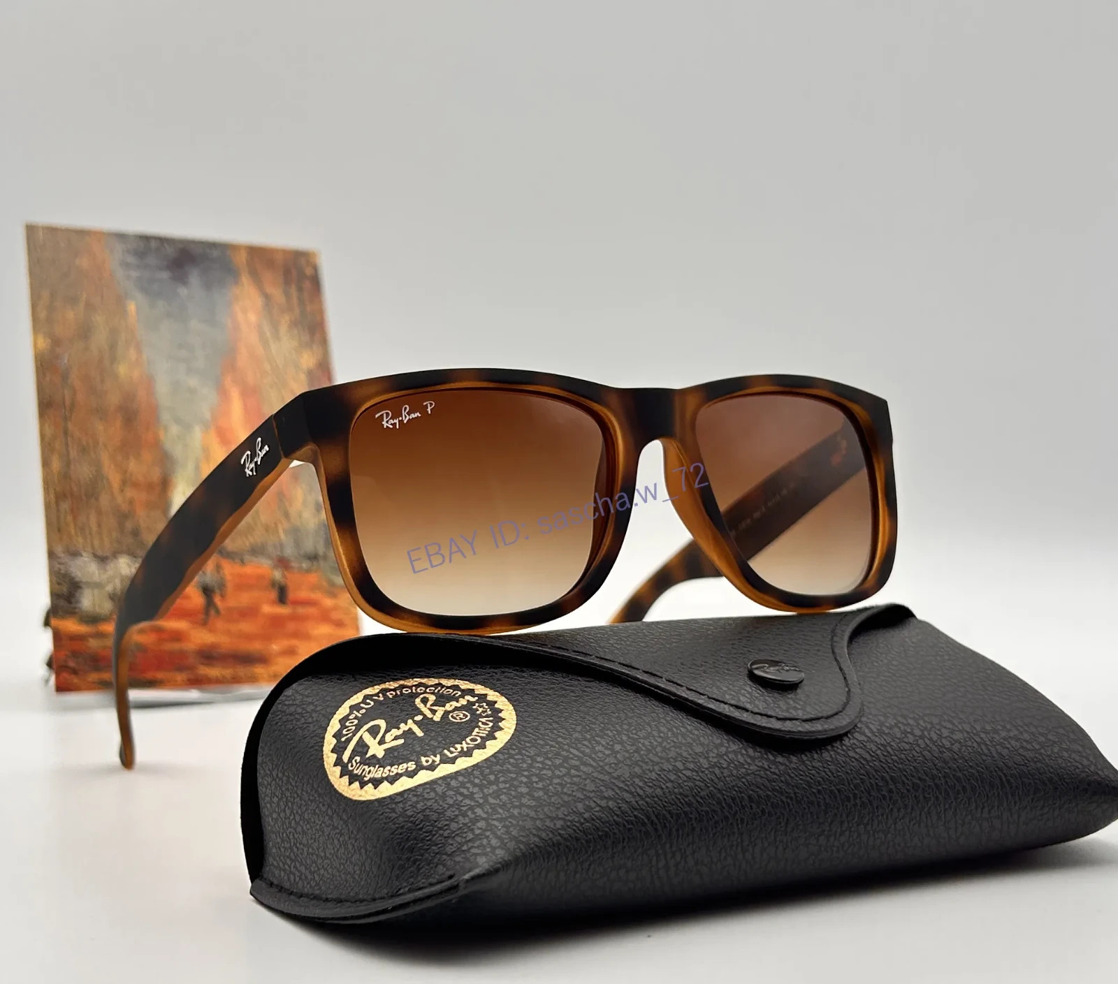 Ray-Ban RB4165 Justin 54mm Polarized Sunglasses Matte Tortoise Grey Brown Lenses