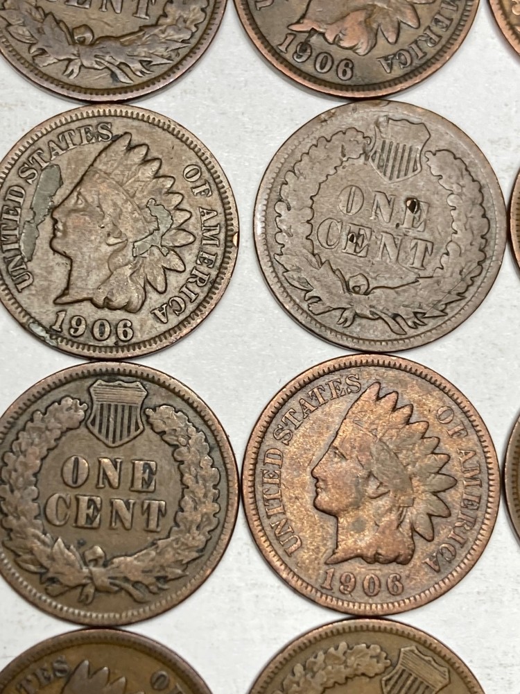 1906 INDIAN CENT ROLL, 50 nice condition (no problem) coins