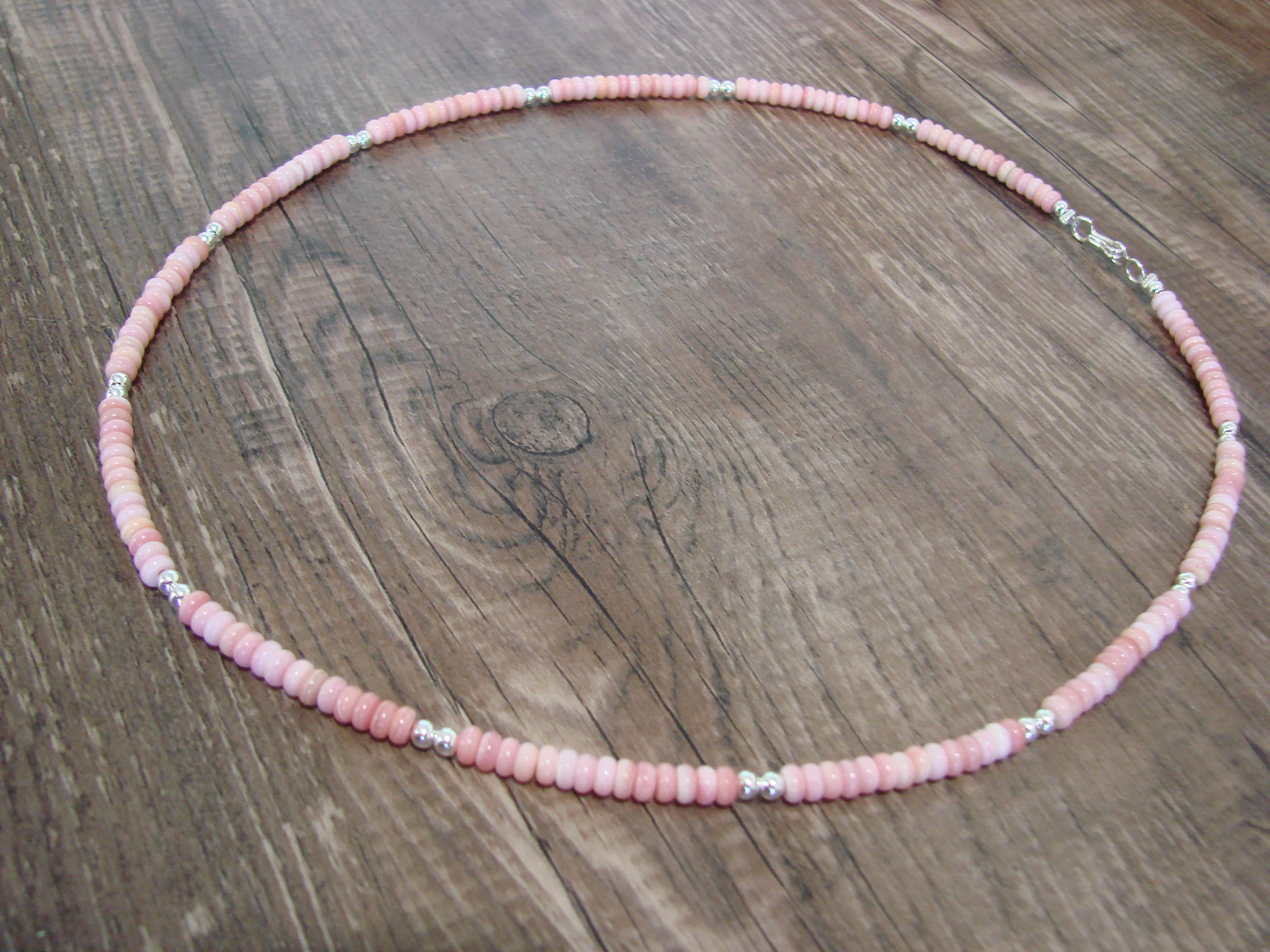 Native American 18" Sterling Silver & Pink Conch Necklace by Joe