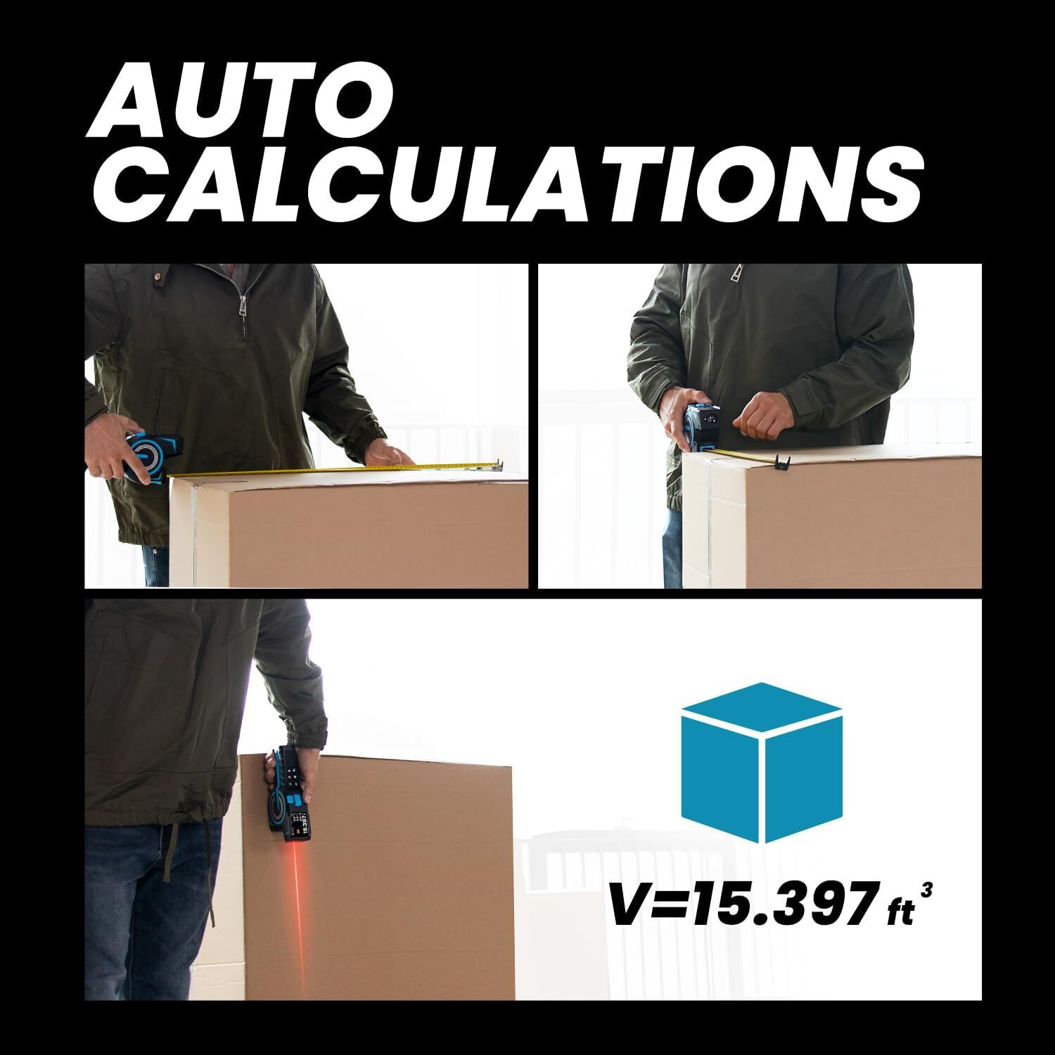 3-in-1 Digital Tape Measure, 330Ft Laser Measurement Tool with Rechargeable