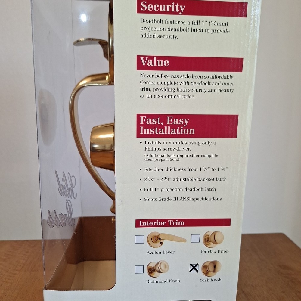 Weiser Lock Elements Series Providence York Entry Handle Set Solid Brass NEW