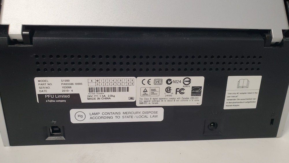 Fujitsu SnapScan S1500 Document Scanner Untested