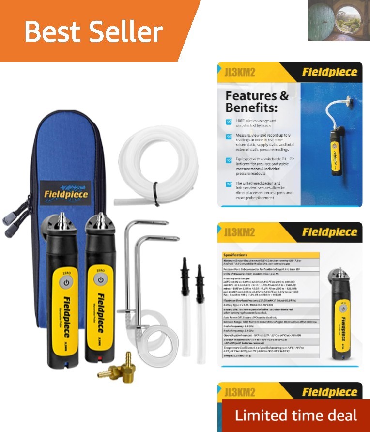 JL3KM2 Manometer Probe Kit - Long Range Wireless HVAC Pressure Gauge System
